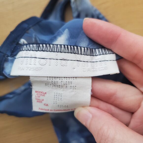 Vintage 90s Villoria Virini Blue Floral Semi-Sheer Dress - Picture 7 of 9